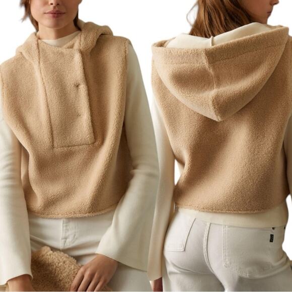 Anthropologie Jackets & Blazers - Anthropologie Pilcro Cropped Sherpa Vest OS Tan Hood